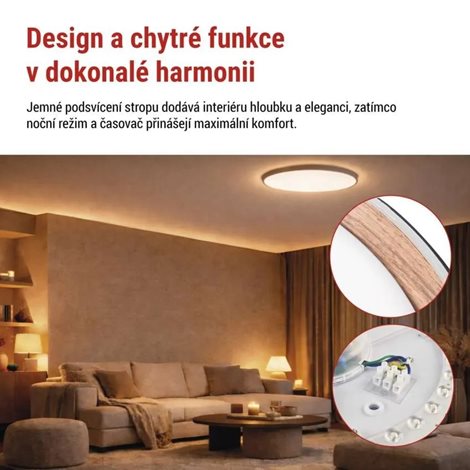 ZM5117 LED přisazené svítidlo ILVI, kruhové 45W, stmívání+CCT, černá+dřevo 16