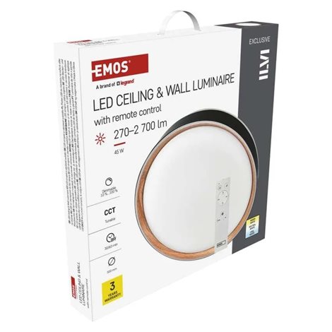 ZM5117 LED přisazené svítidlo ILVI, kruhové 45W, stmívání+CCT, černá+dřevo 19