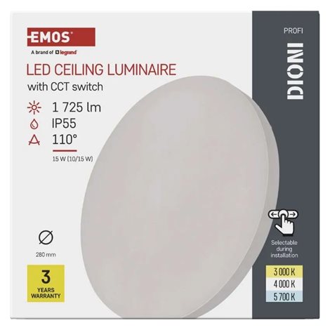 ZM7150 LED přisazené svítidlo DIONI kruhové, bílé, 15W, 1725lm, IP55, se změnou CCT 15