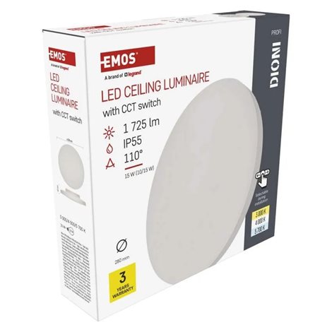 ZM7150 LED přisazené svítidlo DIONI kruhové, bílé, 15W, 1725lm, IP55, se změnou CCT 18