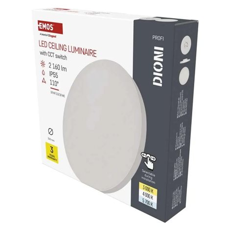 ZM7151 LED přisazené svítidlo DIONI kruhové, bílé, 18W, 2160lm, IP55, se změnou CCT 16