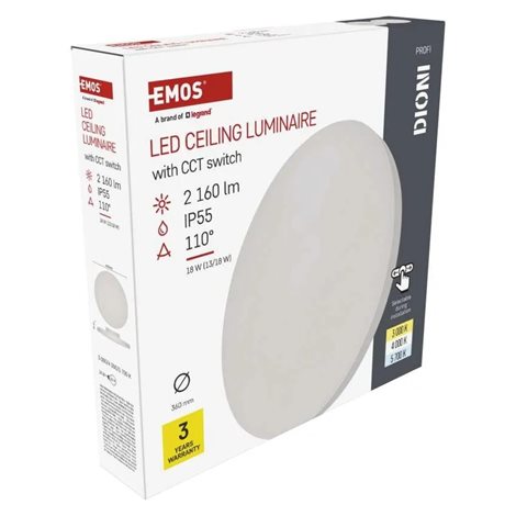 ZM7151 LED přisazené svítidlo DIONI kruhové, bílé, 18W, 2160lm, IP55, se změnou CCT 17