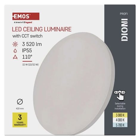ZM7152 LED přisazené svítidlo DIONI kruhové, bílé, 32W, 3520lm, IP55, se změnou CCT 14