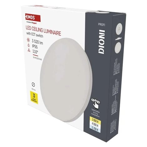 ZM7152 LED přisazené svítidlo DIONI kruhové, bílé, 32W, 3520lm, IP55, se změnou CCT 17