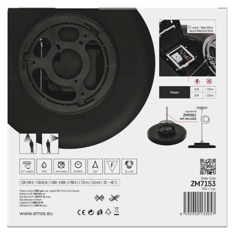 ZM7153 LED přisazené svítidlo DIONI kruhové, černé, 15W, 1725lm, IP55, se změnou CCT 16