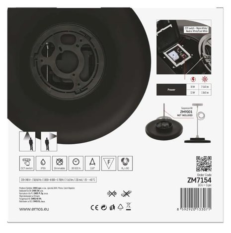 ZM7154 LED přisazené svítidlo DIONI kruhové, černé, 18W, 2160lm, IP55, se změnou CCT 15