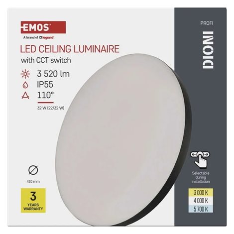 ZM7155 LED přisazené svítidlo DIONI kruhové, černé, 32W, 3520lm, IP55, se změnou CCT 14