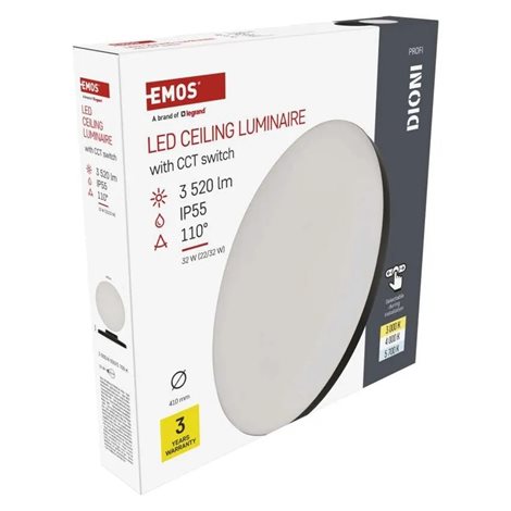 ZM7155 LED přisazené svítidlo DIONI kruhové, černé, 32W, 3520lm, IP55, se změnou CCT 16