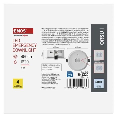 ZN1320 Nouzové svítidlo ORSU 6W 450lm 3h MT 14