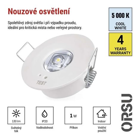 ZN1330 Nouzové svítidlo ORSU 1W 130lm 3h MT 9