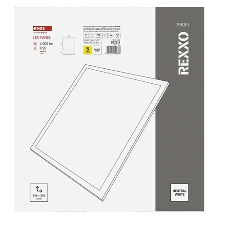 ZB2214 LED panel REXXO backlit 60×60, čtvercový vestavný bílý, 36W neutr. b. 10