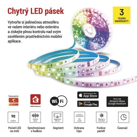 ZPW218R GoSmart LED pásek WiFi 2m, 11W, 450lm, RGB/CCT 7