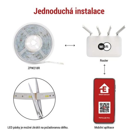 ZPW218R GoSmart LED pásek WiFi 2m, 11W, 450lm, RGB/CCT 11