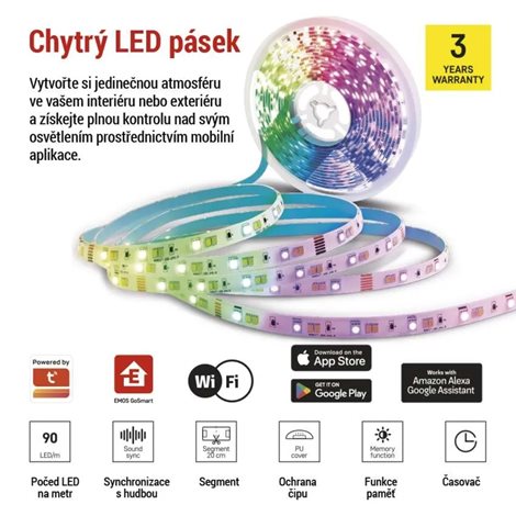 ZPW518R GoSmart LED pásek WiFi 5 m, 22W, 1000lm, RGB/CCT 7
