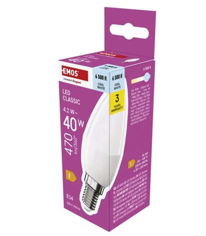 ZQ3E24 LED žárovka Classic svíčka / E14 / 4,2 W (40 W) / 470 lm / studená bílá 3