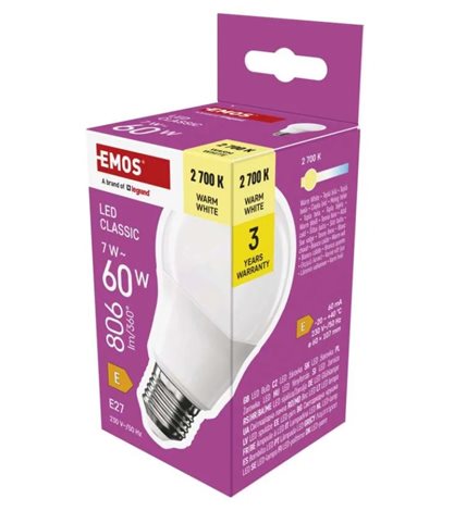 ZQ5E41 LED žárovka Classic A60 / E27 / 7 W (60 W) / 806 lm / teplá bílá 3