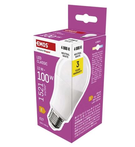 ZQ5E63 LED žárovka Classic A60 / E27 / 13 W (100 W) / 1521 lm / neutrální bílá 3