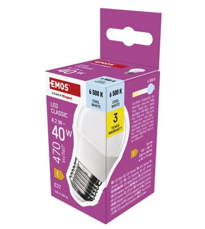 ZQ6E24 LED žárovka Classic Mini Globe / E27 / 4,2 W (40 W) / 470 lm / studená bílá 3