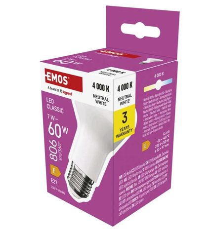 ZQ7E43 LED žárovka Classic R63 / E27 / 7 W (60 W) / 806 lm / neutrální bílá 3