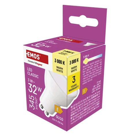 ZQ8E12 LED žárovka Classic MR16 GU10 3W (32W) 345lm teplá bílá 4