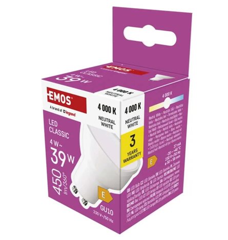 ZQ8E23 LED žárovka Classic MR16 / GU10 / 4 W (39 W) / 450 lm / neutrální bílá 3