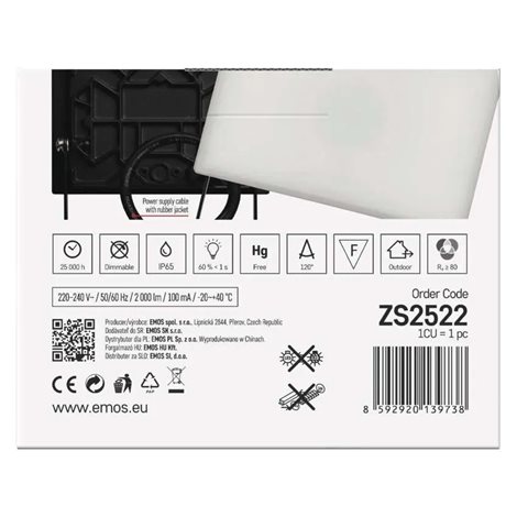 ZS2522 LED reflektor TAMBO, 20 W, 2000 lm, IP65, černý 16