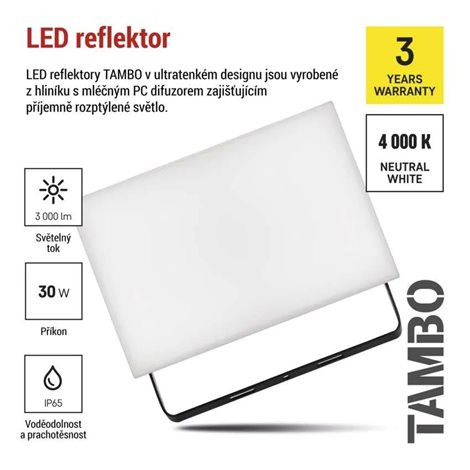 ZS2532 LED reflektor TAMBO, 30 W, 3000l m, IP65, černý 9