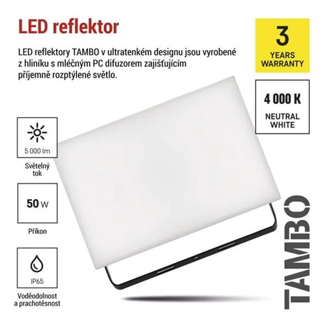 ZS2542 LED reflektor TAMBO, 50 W, 5000 lm, IP65, černý 9
