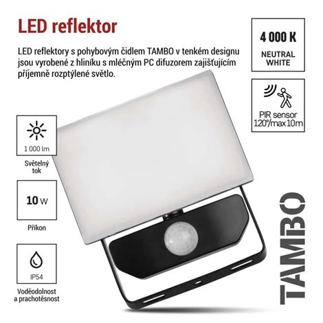 ZS2912 LED reflektor TAMBO se senzorem pohybu, 10 W, 1000 lm, černý 9