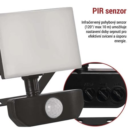 ZS2912 LED reflektor TAMBO se senzorem pohybu, 10 W, 1000 lm, černý 10
