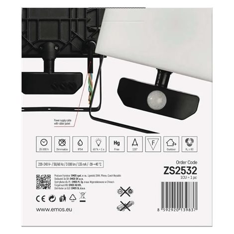 ZS2932 LED reflektor TAMBO se senzorem pohybu, 30 W, 3000 lm, černý 16