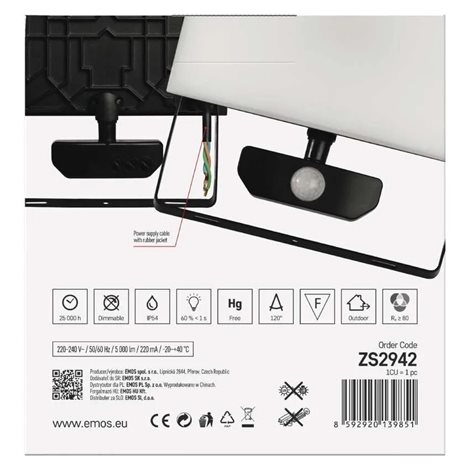 ZS2942 LED reflektor TAMBO se senzorem pohybu, 50 W, 5000 lm, černý 16