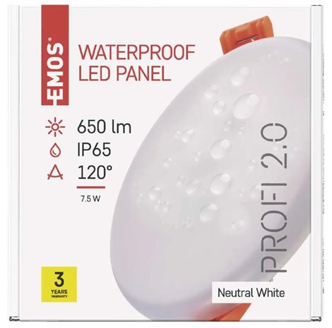 LED Panel VIXXO ZV1122 kruh 8W, 525lm, 4000K, IP65, 10cm 7