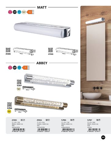 2065 Matt nástěnné svítidlo LED š.350mm 10W/960lm 4000K IP44 chromová, bílá 5