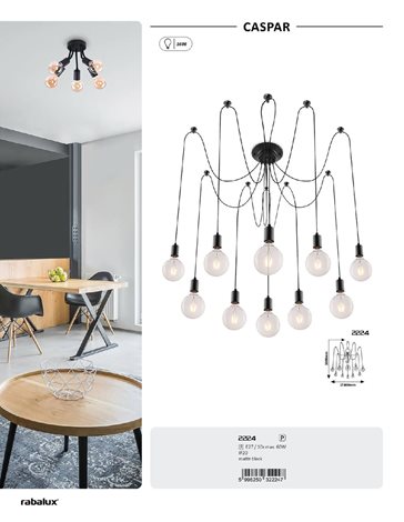 2224 Lustr 10xE27/60W/230V černá 4