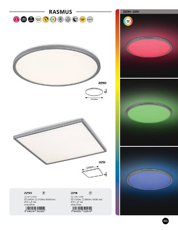 2291 Rasmus stropní svítidlo LED 22W/2100lm 4000K+RGB 13
