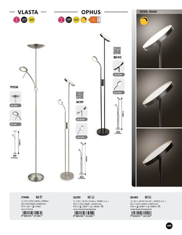 3239 LED Stmívatelná stojací lampa Ophus LED/18,5W/230V + LED/4,5W matný chrom 4