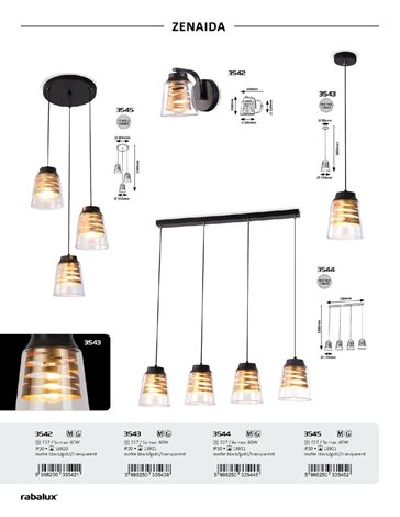 3545 Lustr na lanku ZENAIDA 3xE27/60W/230V IP20 5