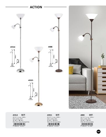 4065 Stojací lampa ACTION 1xE27/100W+E14/25W 4
