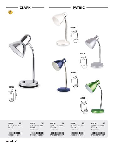 4255 Stolní lampa CLARK, 1 x 40W a krytím IP20 4