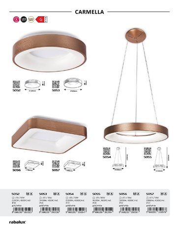5053 Stropní LED svítidlo Carmella 600mm 50W 3400lm 4000K IP20 bílá / zlatá 5