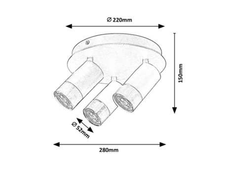 5071 Trojité stropní svítidlo Zircon 2