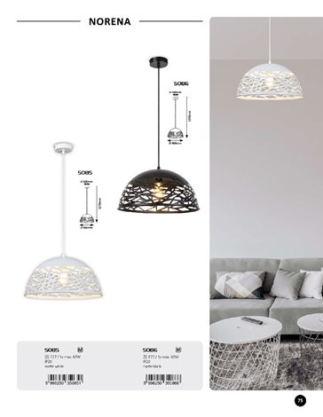 5086 Závěsné stropní svítidlo Norena 1x60W E27 - černá 5