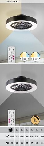 5419 LED Stmívatelné stropní svítidlo s ventilátorem LED/35W/230V 3000-6000K + dálkové ovládání 9