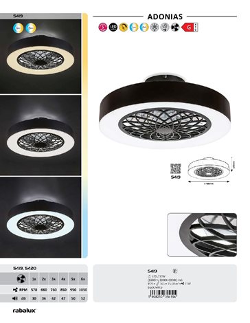 5419 LED Stmívatelné stropní svítidlo s ventilátorem LED/35W/230V 3000-6000K + dálkové ovládání 13