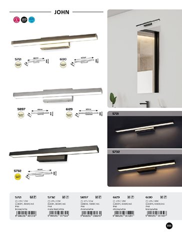 5721 LED Koupelnové zrcadlové osvětlení JOHN 1xLED/12W/230V IP44 5