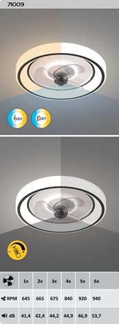 71009 Stropní svítidlo s ventilátorom HORACIO LED D470mm 67W 5850lm 3000-6000K černá, bílá 7