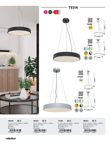 71042 LED Stmívatelný lustr na lanku TESIA LED/60W/230V stříbrná 3000-6000K + dálkové ovládání 9