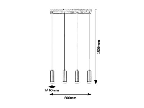 72124 Závěsné svítidlo TORAS se dřevěnou monturou, 4 x GU10, 60cm 6
