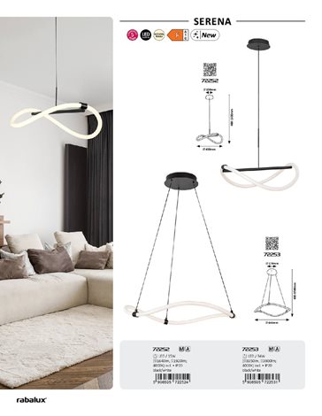 72253 Závěsné LED svítidlo SERENA 34W 4000K 3350lm 8